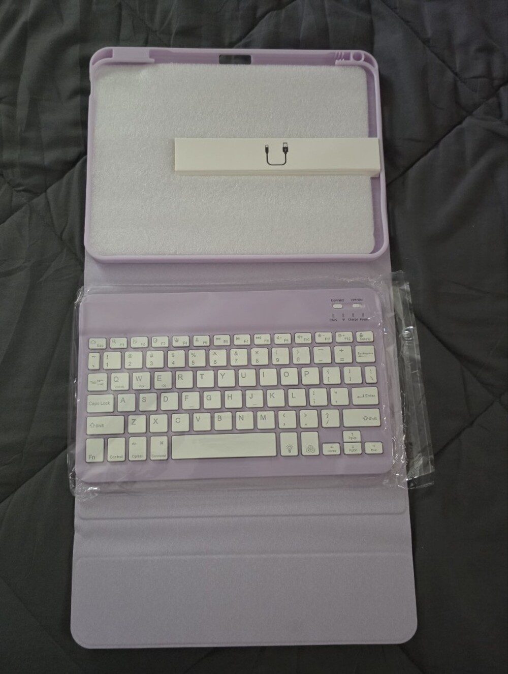 Compact Lavender Bluetooth Keyboard Case for Tablet